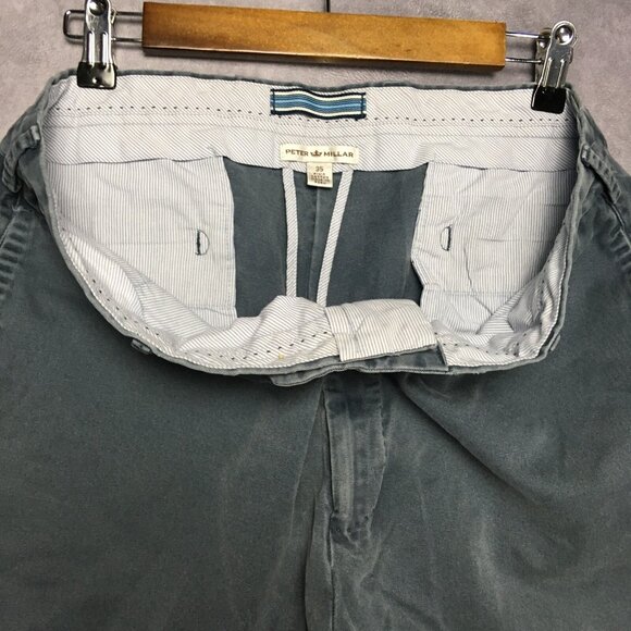 Peter Millar Mens Shorts size 35 Blue Flat Front Pockets Pima Cotton Twill - Picture 7 of 12